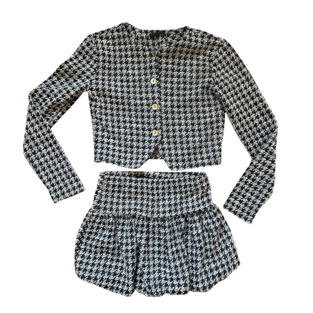 Zara Black & White Houndstooth Skirt Set